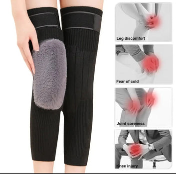 1 Pair Knee Brace Thermal Winter Sleeves Long Warm Leg Sleeve Wool Pad Support Elastic Knee warmer for winters